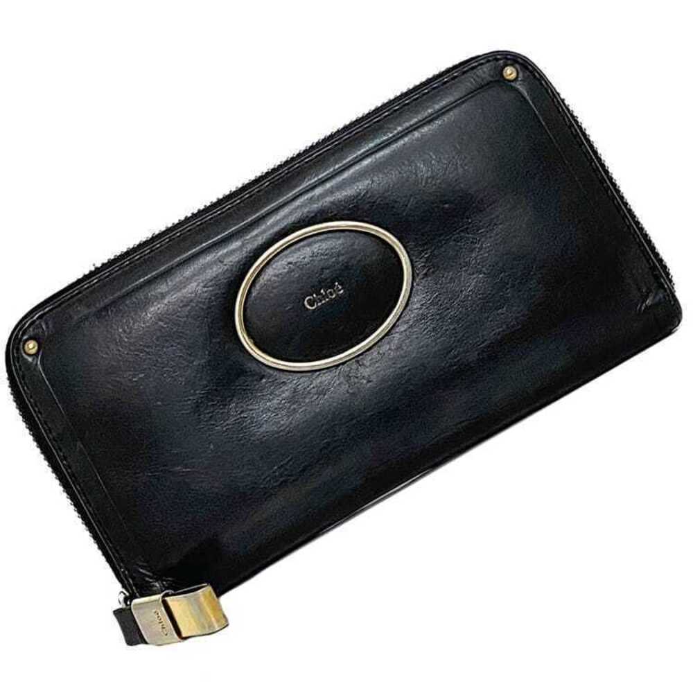 Chloe Round Zipper Long Wallet Leather Accessories Black